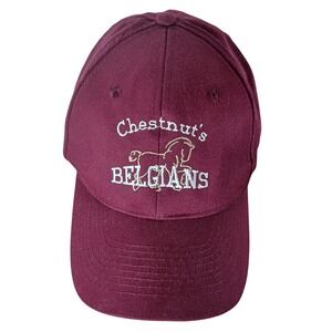 Chestnut's Belgians Horse‎ Burgundy Red Embroidered Adjustable Strapback Hat Cap